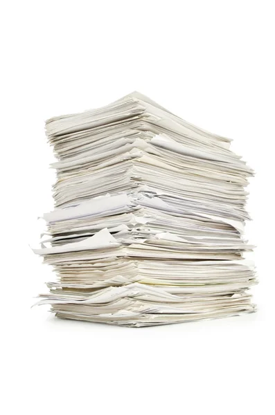 Pile of papers on white — Stock Photo, Image