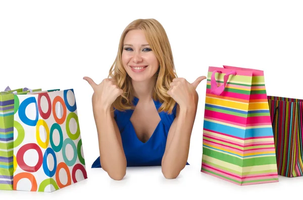 Glad tjej efter bra shopping — Stockfoto