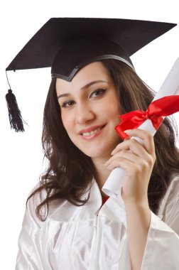 beyaz üzerine diploma ile mezun