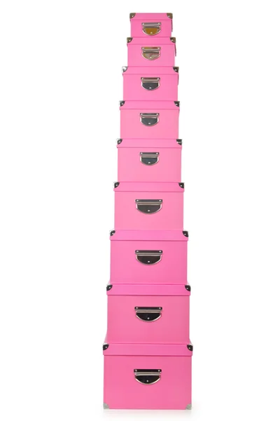 Różowy giftboxes na białym tle — Zdjęcie stockowe
