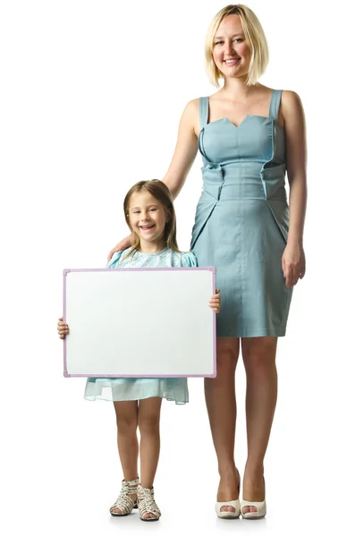 Mother with daughter isolated on white — Stock Photo, Image