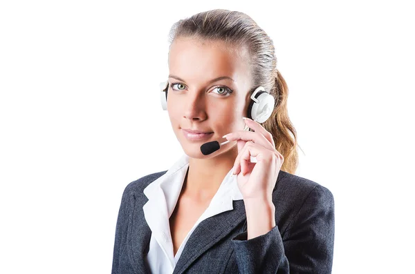 Operador de call center isolado em branco — Fotografia de Stock