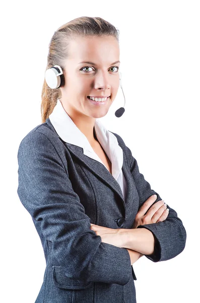 Operador de call center isolado em branco — Fotografia de Stock