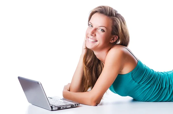 Student studying with his laptop — Stock Photo, Image