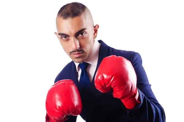 ボクシンググローブを持つハンサムなビジネスマン — ストック写真