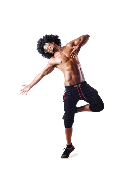 Muskulöse Tänzerin isoliert auf weiß — Stockfoto