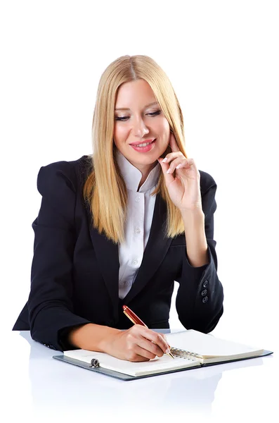 Mujer de negocios aislada en el blanco — Foto de Stock