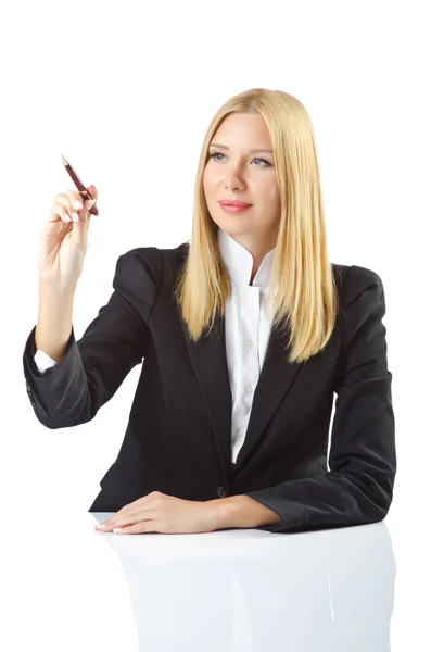 Businesswoman sitting at the desk — Stock Photo, Image