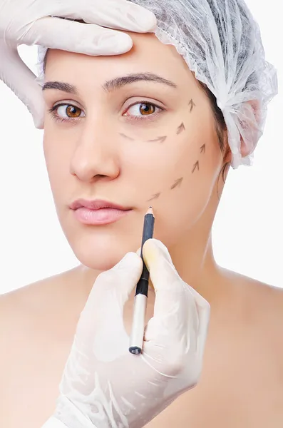 Woman under the plastic surgery — Stock Photo, Image