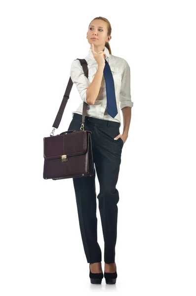 Joven empresaria con maletín — Foto de Stock