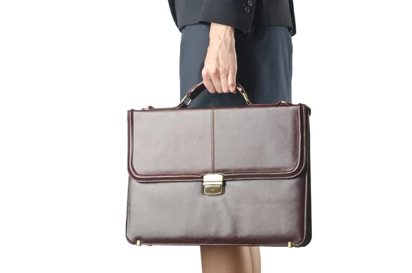 Close up of briefcase and businesswoman — Stock Photo, Image