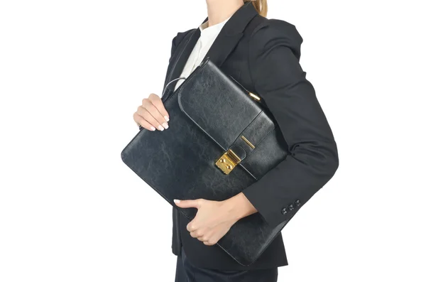 Primer plano del maletín y la mujer de negocios — Foto de Stock