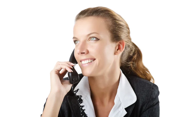 Attractive helpdesk operator on white — Stock Photo, Image