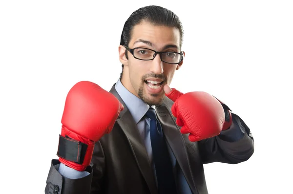 Красивий бізнесмен з боксерськими рукавичками — стокове фото