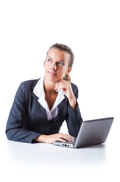 Young businesswoman working on laptop Stock Image