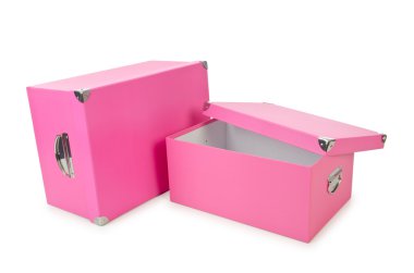 pembe giftboxes üzerinde beyaz izole