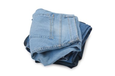 Çift kot üzerinde beyaz izole