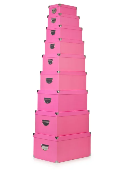 白で隔離されるピンク giftboxes — ストック写真