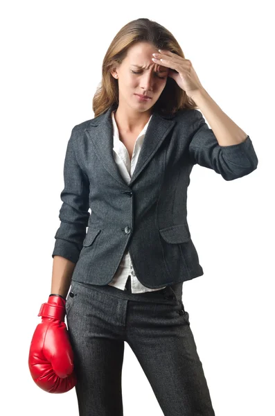 Young businesswoman in boxing concept — Stock Photo, Image