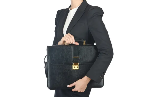 Close up of briefcase and businesswoman — Stock Photo, Image