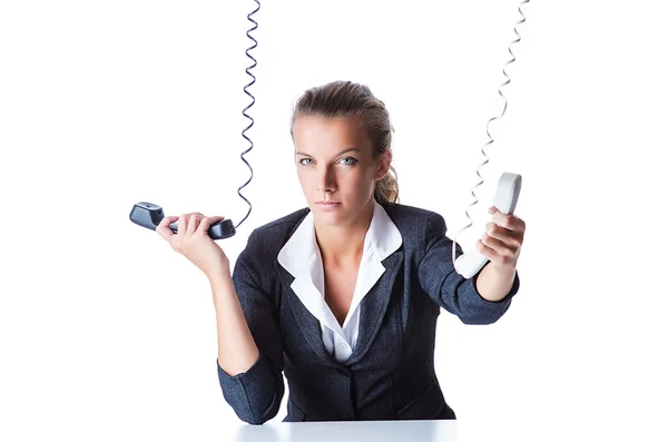 Operadora de helpdesk feminina em branco — Fotografia de Stock