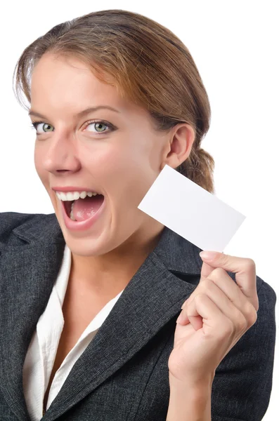 Female worker with blank message — Stock Photo, Image