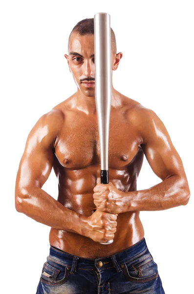 Muscular man with baseball bat — Stock Photo, Image