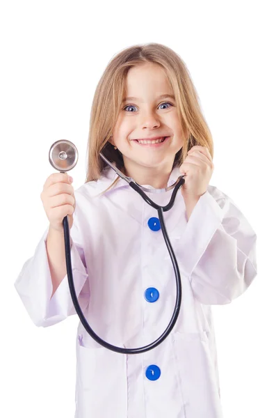 小さな女の子が医者のコスチューム — ストック写真