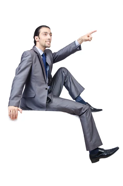 Man sitting on virtual chair — Stock Photo, Image