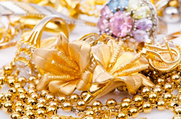 Grande collezione di gioielli in oro — Foto Stock
