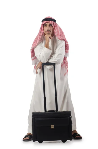 Arab on his travel with suitcase — Stock Photo, Image