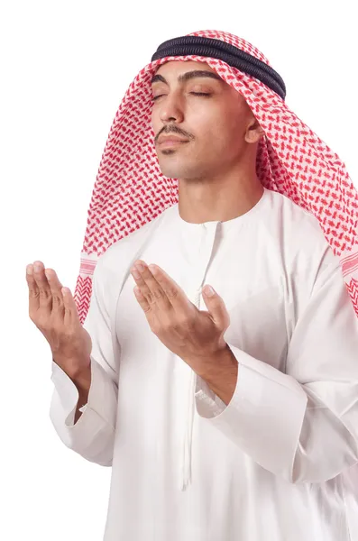 Araber betet auf Weiß — Stockfoto