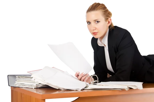 Woman with lots of work — Stock Photo, Image