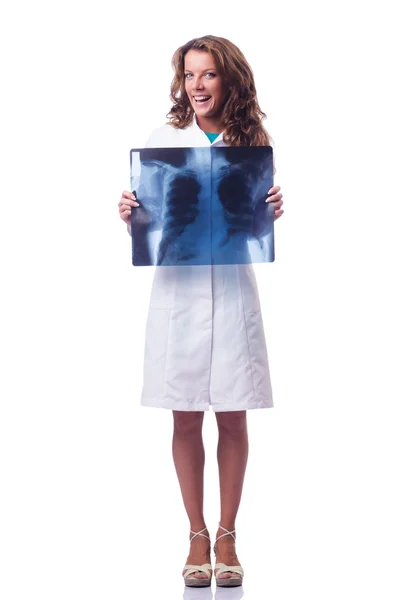 Жінка-лікар з рентгенівським скануванням — стокове фото