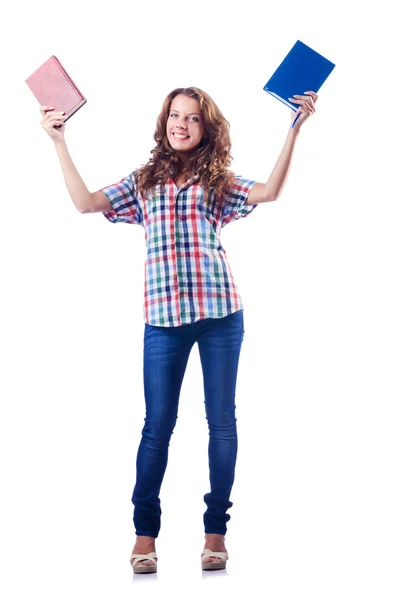 Jonge student geïsoleerd op de witte — Stockfoto