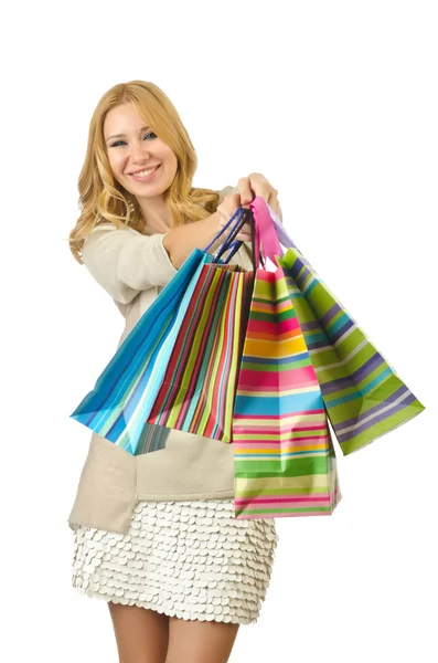 Chica atractiva con bolsas de compras —  Fotos de Stock