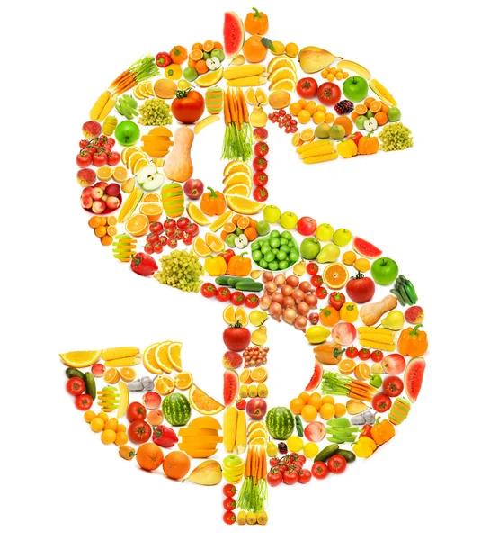 Silhoette gemaakt van verschillende groenten en fruit — Stockfoto