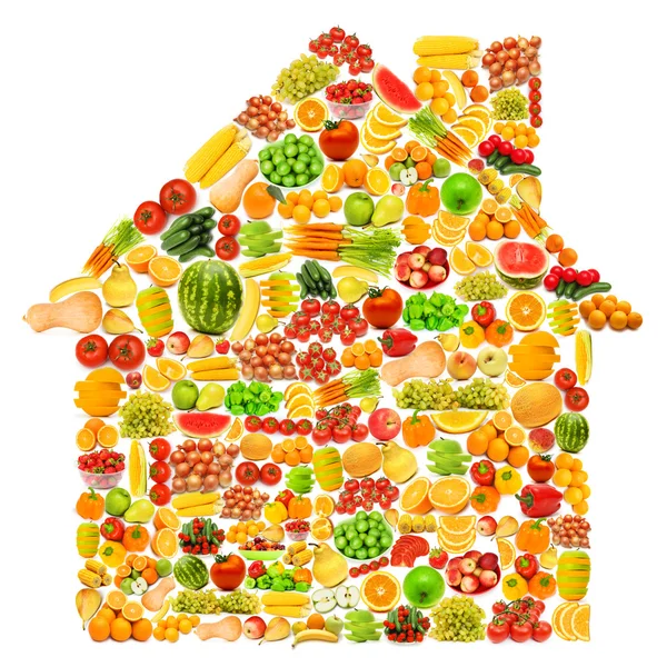 Silhoette hecha de varias frutas y verduras — Foto de Stock