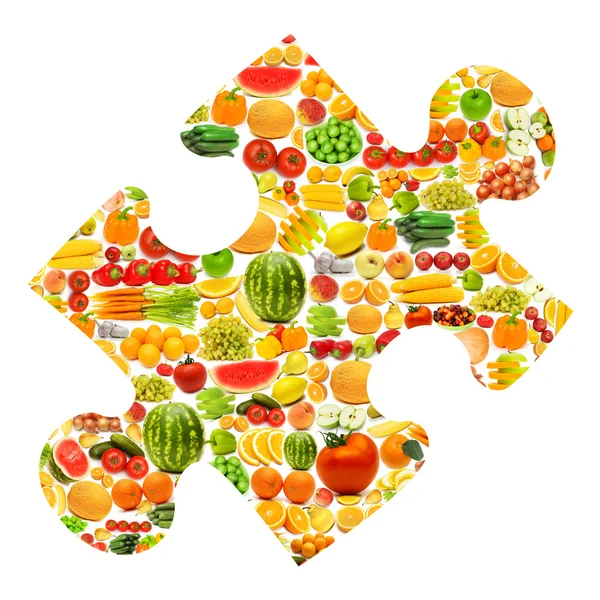 Silhoeta z různých druhů ovoce a zeleniny — Stock fotografie