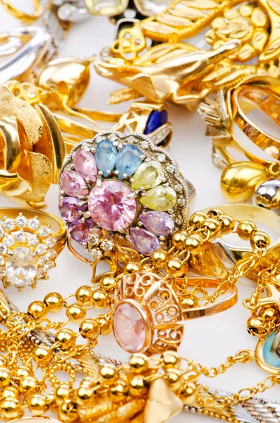 Large collection of gold jewellery Stock Picture