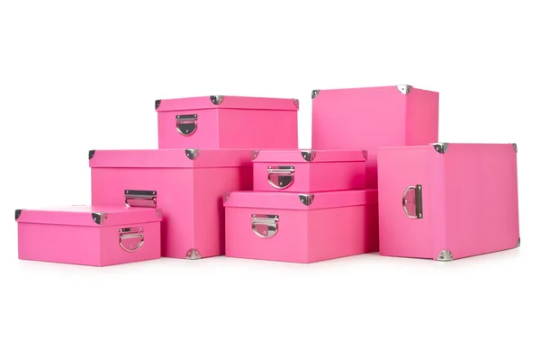 Roze giftboxes geïsoleerd op wit — Stockfoto