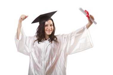 beyaz üzerine diploma ile mezun