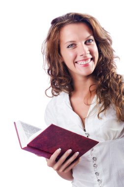 Beyaz tenli genç bir öğrenci.