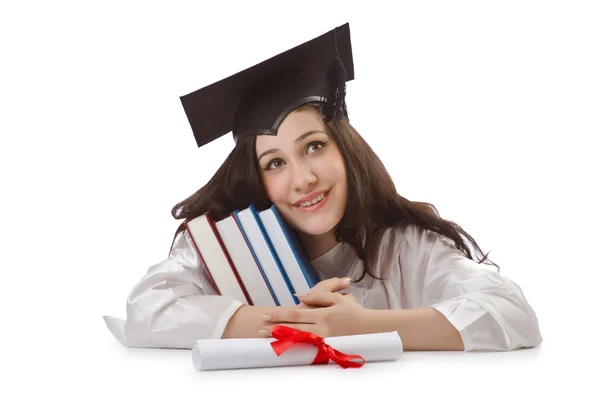 Joven estudiante con diploma en blanco —  Fotos de Stock