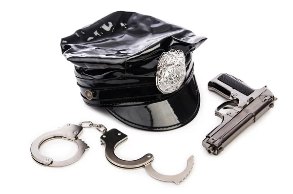 Police accessories isolated on white — Stock Photo, Image