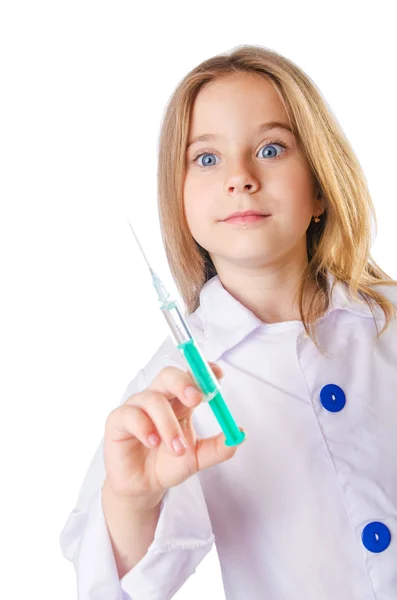 Little doctor with syringe — Stock Photo, Image