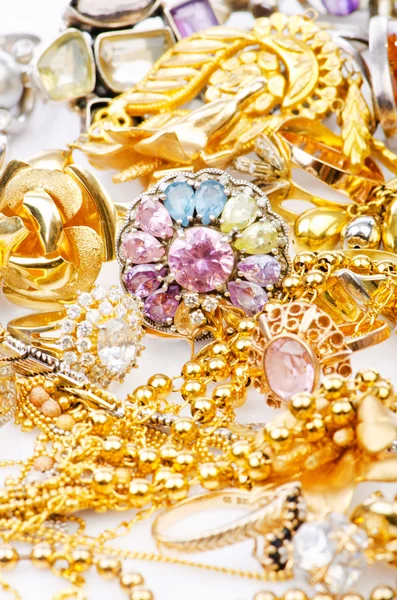 Große Sammlung von Goldschmuck — Stockfoto