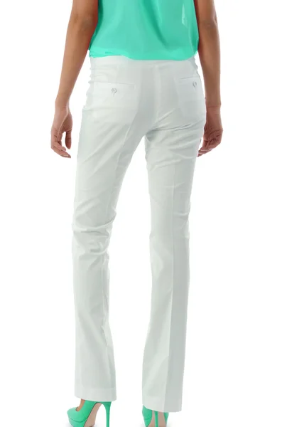 Modello con pantaloni isolati su bianco — Foto Stock