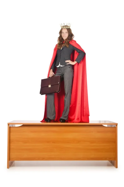 Queen businessman standing on the desk — Stock Photo, Image