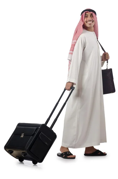 Arab on his travel with suitcase — Stock Photo, Image